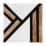 Σετ 4 Τεμαχίων Σουβέρ Τετράγωνο Ξύλο Μάνγκο Μαύρο/Καφέ/Εκρού 10x10cm