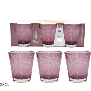 Σετ Ποτήρια Ροζ/Γυαλί 30cl 3Τμχ
