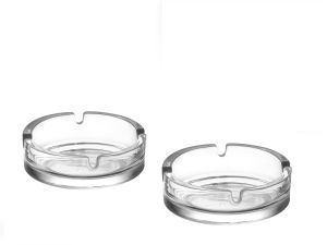 Τασάκι Στρογγυλό Διάφανο Γυαλί Φ10x4cm Σετ 2Τμχ