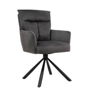 Πολυθρόνα ArteLibre WYATT Σκούρο Γκρι Ύφασμα/Μέταλλο 60x67x93cm