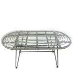 Τραπέζι Κήπου ArteLibre ARRIUS Γκρι/Μαύρο Μέταλλο/Rattan/Γυαλί 100x45x46cm