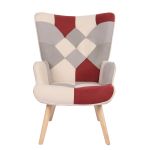 Πολυθρόνα ArteLibre BRIAR Μπορντό/Γκρι Patchwork Ύφασμα/Ξύλο 73x69x96cm