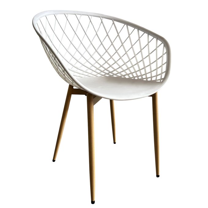 Καρέκλα Κήπου ArteLibre BALI Λευκό/Φυσικό PP/Μέταλλο 62x42x82cm