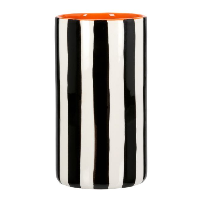 Βάζο Ριγέ Κεραμικό Μαύρο Λευκό D9X17Cm D9X17Cm