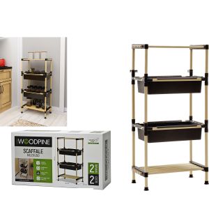 Ράφι WOODPINE μαύρο/φυσικό ξύλο/πλαστικό 50x28x92cm