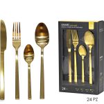 Σετ Μαχαιροπήρουνα Amaris Χρυσό Σατινέ 24Τμχ