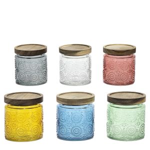 Βάζο Γυαλί Με Ερμητικό Καπάκι 500ml Φ10x11cm Σε 6 Χρώματα