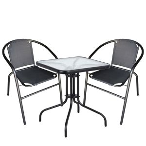 Σετ Τραπεζαρία Κήπου ArteLibre MARS Μέταλλο Μαύρο Με 2 Πολυθρόνες 14990076