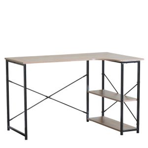 Γραφείο ArteLibre KELSTON Με Ράφια Δρυς/Μαύρο Μοριοσανίδα/Μέταλλο 120x73x75cm