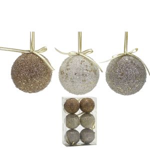 Χριστουγεννιάτικη Μπάλα Rose Gold 80mm Σετ 6Τμχ