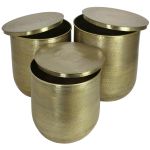 Τραπεζάκι-Κασπώ ArteLibre Μέταλλο Χρυσό 59x59x46cm Σετ 3Τμχ