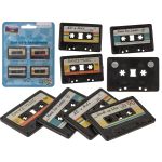 Μαγνήτης Ψυγείου Ρετρό Κασσέττα Μαύρο Πλαστικό 3x4.2cm Σετ 4Τμχ