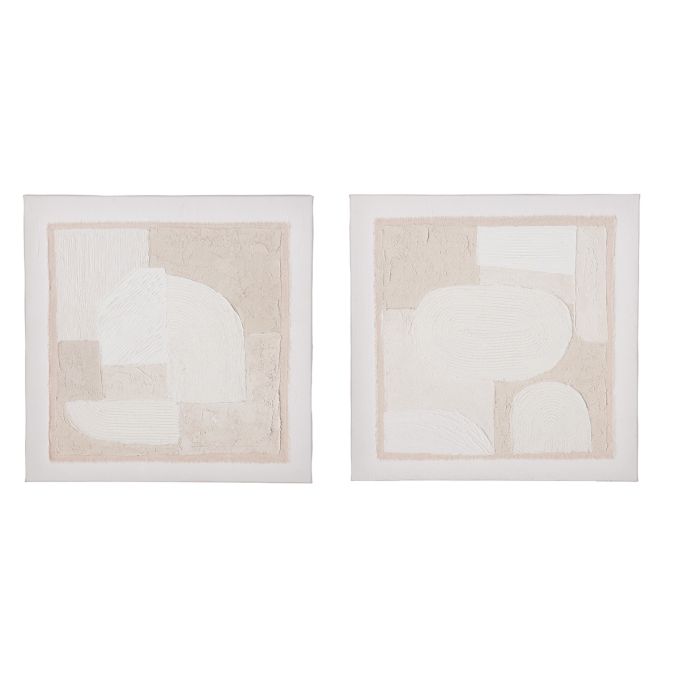 Πίνακας Τετράγωνος 'Velva' Καμβάς Κρεμ 30x30cm 2Τμχ