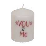 Κερί Κύλινδρος ‘You & Me’ Λευκό 6x8cm