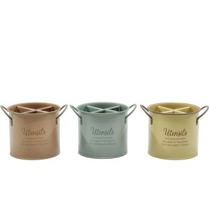 Θήκη Κουζίνας Καφέ/Πράσινο/Κίτρινο Μέταλλο 13.5x13.5cm Σε 3 Χρώματα