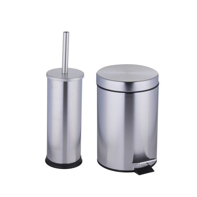Κάδος Πεντάλ 3L και Βούρτσα Τουαλέτας Ανοξείδωτο Ατσάλι 2Τμχ