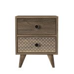 Κομοδίνο ArteLibre KALYMNOS Καρυδί Με Σχέδιο 40x30x48cm