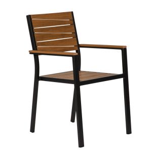 Πολυθρόνα Κήπου ArteLibre OUZOUD Γκρι/Καρυδί Αλουμίνιο/Ξύλο 57x57x84cm