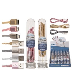 Καλώδιο USB Δεδομένων iPhone/USB-C/Micro USB 1m Σε 4 Χρώματα