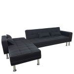 Καναπές Κρεβάτι Γωνιακός ArteLibre MICHA Αναστρέψιμος Μαύρο/Γκρι Ύφασμα 300x112x76cm