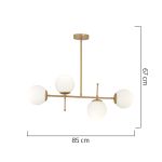 Φωτιστικό Κρεμαστό ArteLibre ERIDANUS Τετράφωτο Χρυσό/Λευκό Μέταλλο/Γυαλί 85x67cm