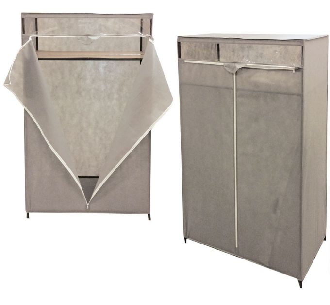 Ντουλάπα Ρούχων Taupe Ύφασμα/Μέταλλο 90x50x160cm