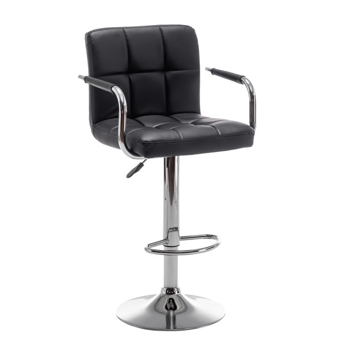 Σκαμπό Bar ArteLibre RANCOR Με Πλάτη Πτυσσόμενο Μαύρο PVC/Μέταλλο 51x50x83-105cm