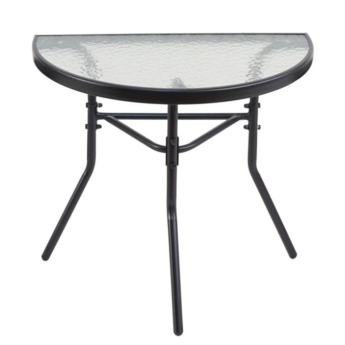 Τραπέζι Κήπου Ημικυκλικό ArteLibre CELESTIAL Μαύρο Μέταλλο/Γυαλί 70x40x65cm