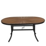 Τραπέζι Κήπου ArteLibre RUSUMO Μαύρο/Καρυδί Αλουμίνιο/Ξύλο 150x90x73cm