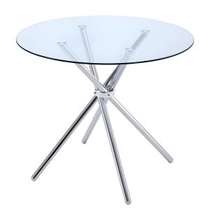 Τραπέζι Τραπεζαρίας ArteLibre PHLAX Διάφανο/Χρώμιο Γυαλί/Μέταλλο Φ120x74cm