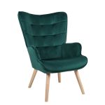 Πολυθρόνα ArteLibre MARION Πράσινο Βελούδο/Ξύλο 73x69x96cm