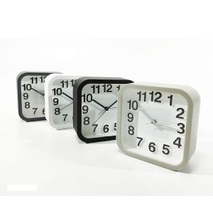 Ξυπνητήρι Τετράγωνο Λευκό/Μαύρο/Γκρι Πλαστικό 13x13cm Σε 4 Χρώματα