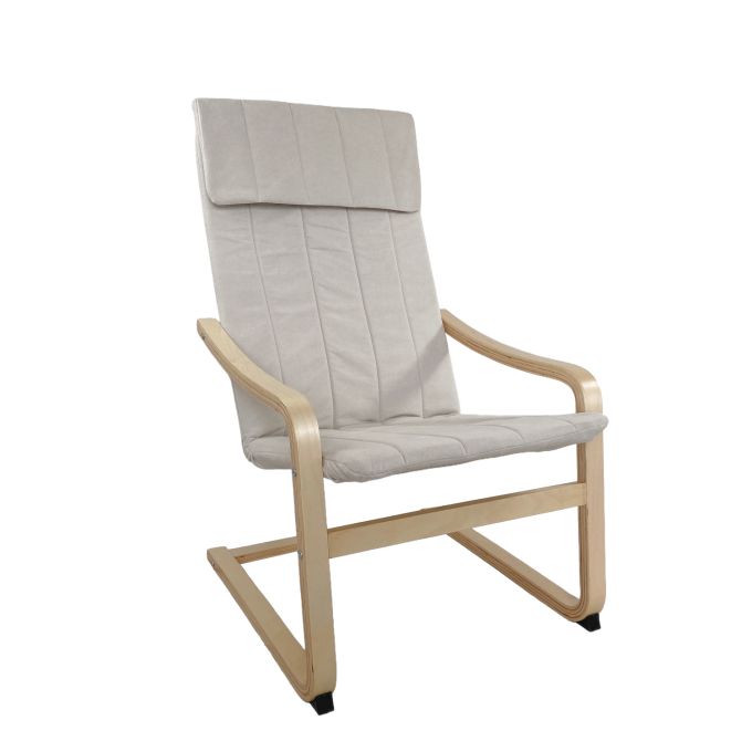 Πολυθρόνα ArteLibre NORDVIK Μπεζ/Φυσικό Ύφασμα/Ξύλο 60x71x105cm