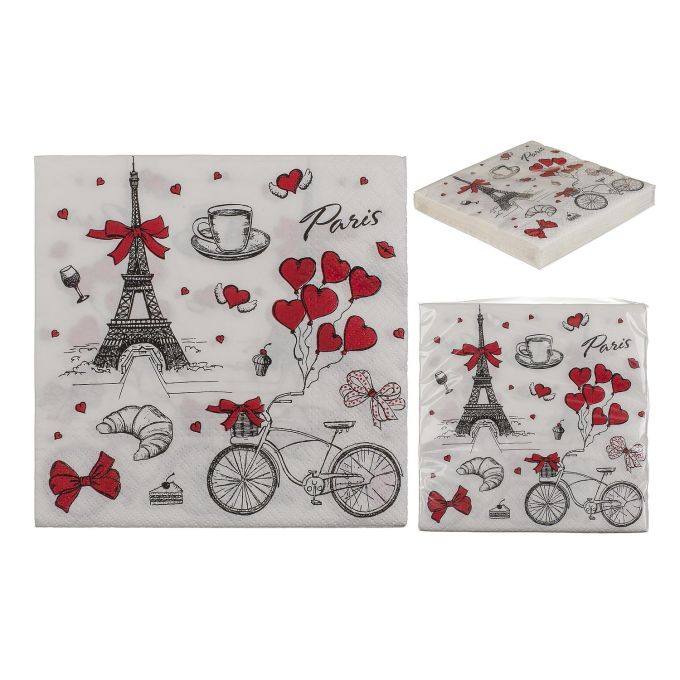 Χαρτοπετσέτες 'Paris' Τρίφυλλες Λευκό 33x33cm Σετ 20Τμχ