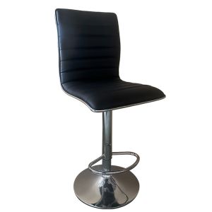 Σκαμπό Bar ArteLibre ENCANTA Μαύρο/Χρώμιο PU/Μέταλλο 41x50x59/94-80/115cm