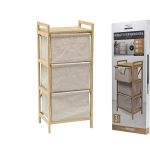 Συρταριέρα μπεζ/ξύλο ύφασμα/μπαμπού 44x33x96cm