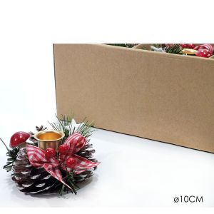 Χριστουγεννιάτικη Βάση Κεριών Με Κουκουνάρι Φ10cm