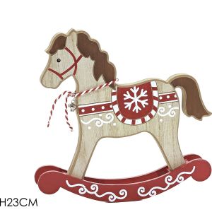 Χριστουγεννιάτικο Ξύλινο Αλογάκι Κούνια 23cm