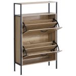 Παπουτσοθήκη ArteLibre ALDERWYN Δρυς/Μαύρο Μοριοσανίδα/Μέταλλο 63x24x105cm