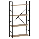 Ραφιέρα ArteLibre DARROW Με 4 Ράφια Δρυς/Μαύρο Μοριοσανίδα/Μέταλλο 58.6x23.5x112cm