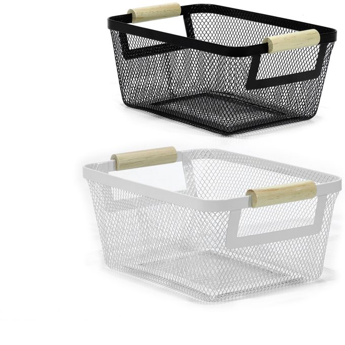 Καλάθι Μαύρο/Λευκό Μέταλλο/Ξύλο 26x11x17.5cm Σε 2 Χρώματα