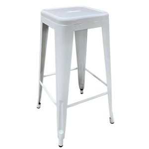 Σκαμπό Bar ArteLibre Βιομηχανικού Τύπου Vintage SILANO Λευκό Μέταλλο 42x42x76cm