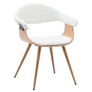 Καρέκλα Επισκέπτη ArteLibre DEVRA Λευκό/Φυσικό Ξύλο/PU/Μέταλλο 55.5x53.5x77cm