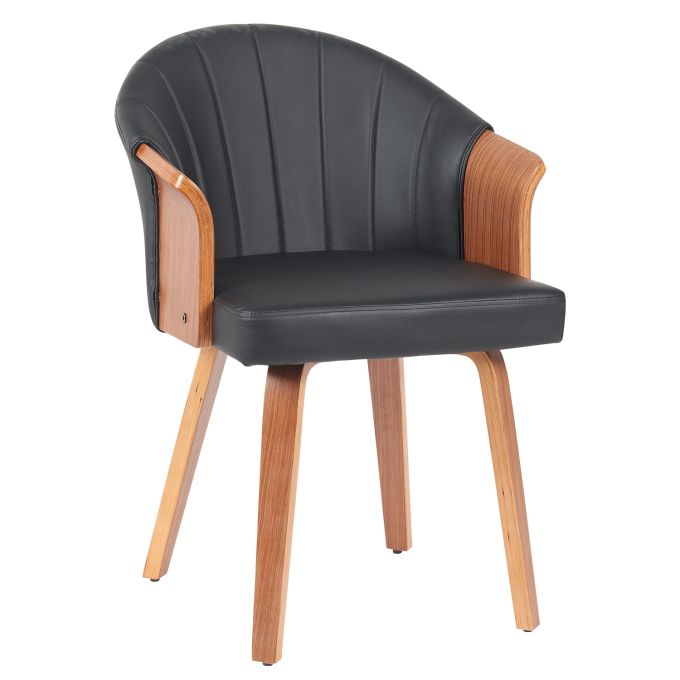 Καρέκλα Τραπεζαρίας ArteLibre CASSIAN Μαύρο/Καφέ Ξύλο/PU 55x58x78cm