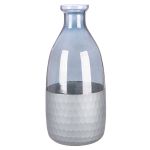 Βάζο Μπουκάλι 'Canus' Γυαλί Γκρι/Ασημί 10x10x24cm