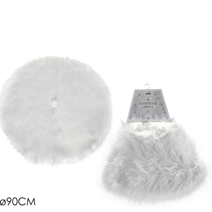Χριστουγεννιάτικη Βάση Δέντρου Συνθετική Γούνα Λευκό Φ90cm