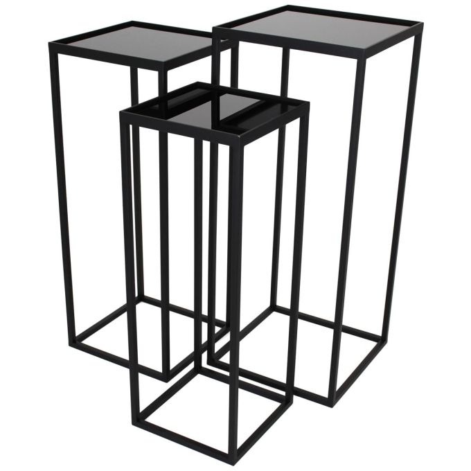 Τραπεζάκι ArteLibre Μαύρο Μέταλλο 31x31x75cm Σετ 3Τμχ