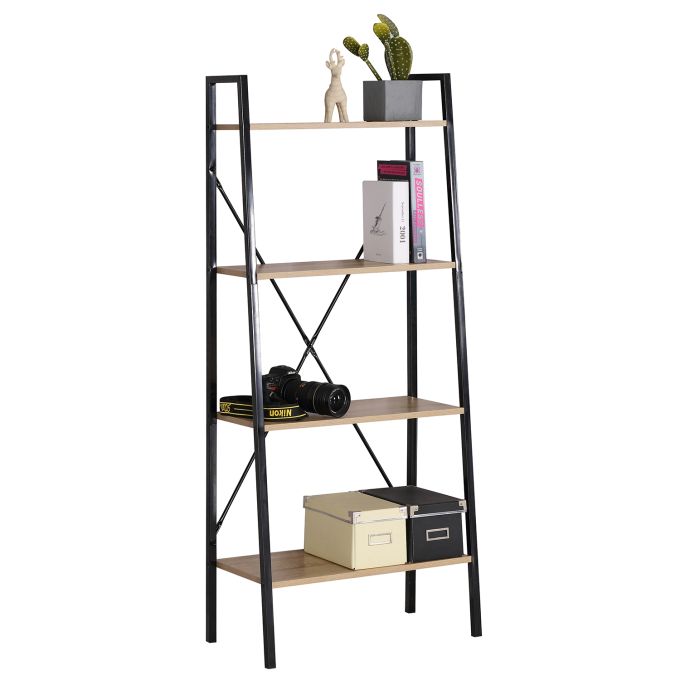 Ραφιέρα ArteLibre NORWYN Δρυς/Μαύρο Μοριοσανίδα/Μέταλλο 60x32.5x148cm