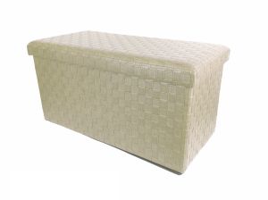 Σκαμπό Με Αποθηκευτικό Χώρο Μπεζ Δέρμα 76x38x38cm