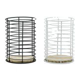 Θήκη Εργαλείων Κουζίνας μαύρο/λευκό μέταλλο/ξύλο Φ11.5xH16.5cm Σε 2 Χρώματα